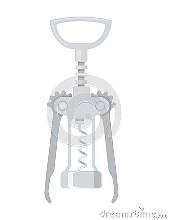 Steel Corkscrew wine bottle opener vector illustration isolated on the background Vector Illustration