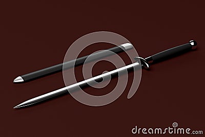 Steel dagger with scabbard 3d rendering Stock Photo