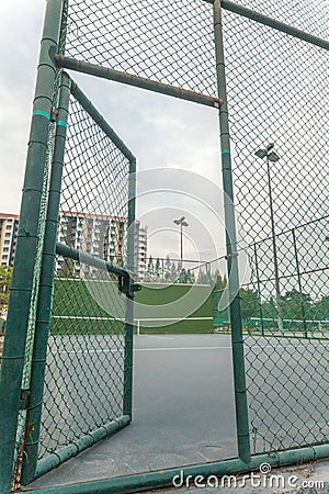 Steel door to the tennis knock board Stock Photo