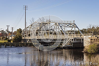 Steel Drawbridge on Hwy 9 crossing the intercoastal waterway Stock Photo