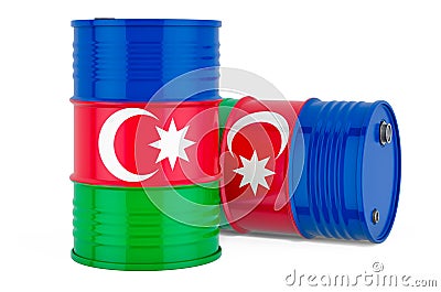 Steel drum, barrel with Azerbaijani flag, 3D rendering Stock Photo