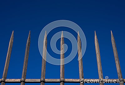 Steel bars fence with blue sky Stock Photo