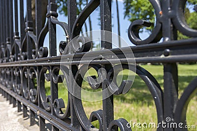 Steel fence with ornaments Stock Photo