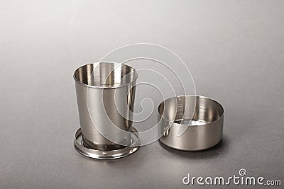 Steel folding cup Stock Photo