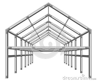 Steel frame building project scheme isolated on white Cartoon Illustration