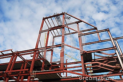 Steel frame of business building Stock Photo