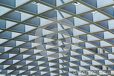 Steel frame roof structure architecture details pattern in a modern building Stock Photo