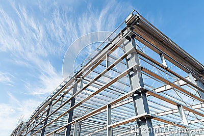 Steel frame workshop is under construction Stock Photo