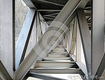 Steel Girder Bridge Seen from Below Stock Photo