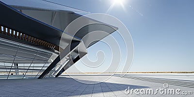 Steel and glass modern building exterior. 3D rendering Stock Photo