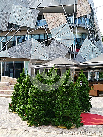 Steel glass and sandstone on fed square Editorial Stock Photo