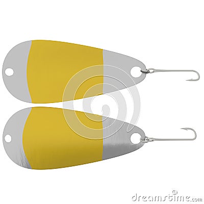 Steel and Gold Spoon Fishing Lure. Stock Photo