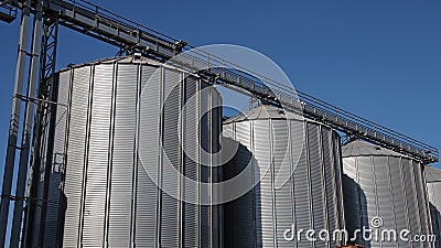 Steel Grain Silos Stock Photo