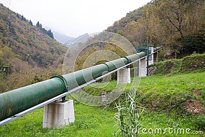 Steel green pipe outdoor Stock Photo