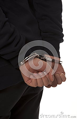 Steel handcuffs Stock Photo