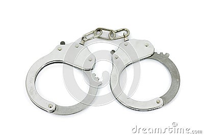 Steel handcuffs Stock Photo