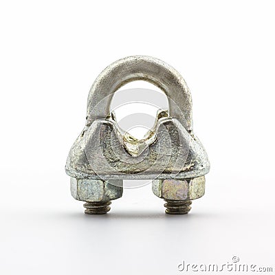 Steel hardware for fitting electrical cable. Stock Photo