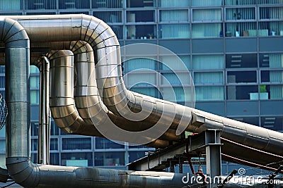Steel heat pipes in the city Stock Photo