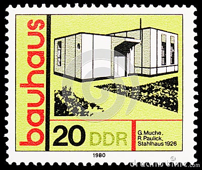 Steel House, Dessau, Artistic Training `Bauhaus` serie, circa 1980 Editorial Stock Photo