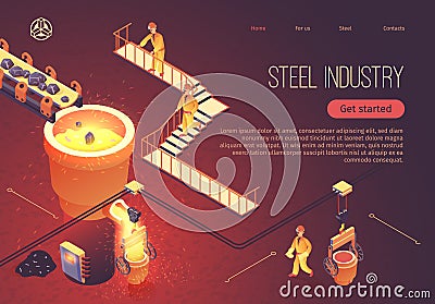 Steel Industry Banner for Iron Factory Workshop Vector Illustration