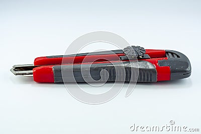 Steel iron sharp cutter, segmented blade or snap-off blade utility knife Stock Photo