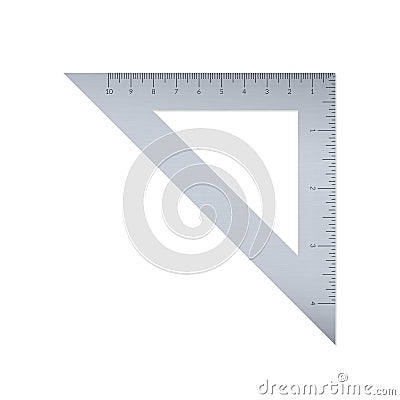 Steel triangle with metric and imperial units ruler scale Vector Illustration