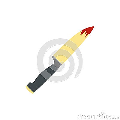 Steel knife covered with blood flat Vector Illustration