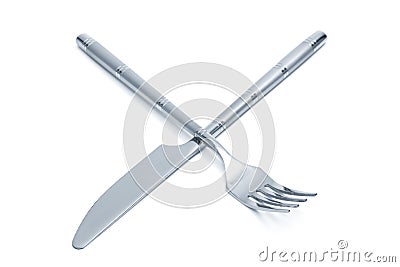 Steel knife and fork Stock Photo