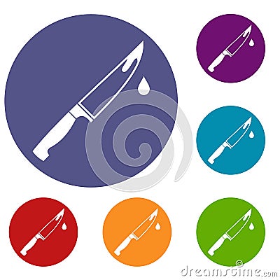 Steel knife icons set Vector Illustration