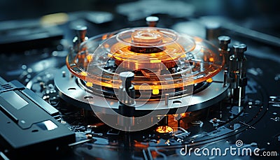 Steel machinery turning inside of a modern electrical equipment appliance generated by AI Stock Photo