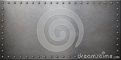 Steel metal plate with rivets Stock Photo