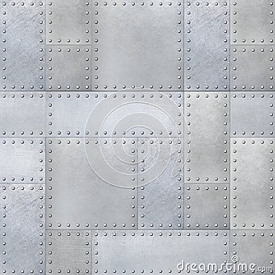 Steel metal plates background with rivets Stock Photo