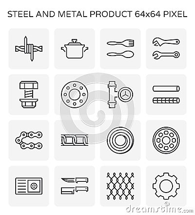 Steel metal icon Vector Illustration