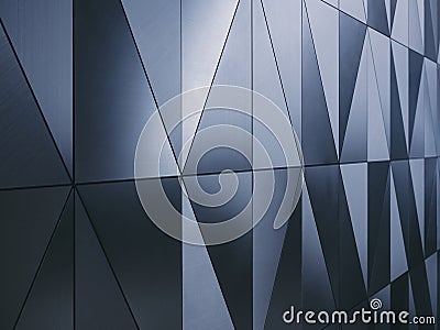 Steel Metallic geometric pattern Modern wall design Silver plate Architecture details Stock Photo