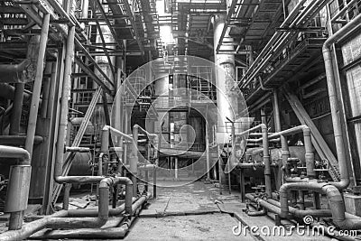 Steel mill with pipes and valves Stock Photo