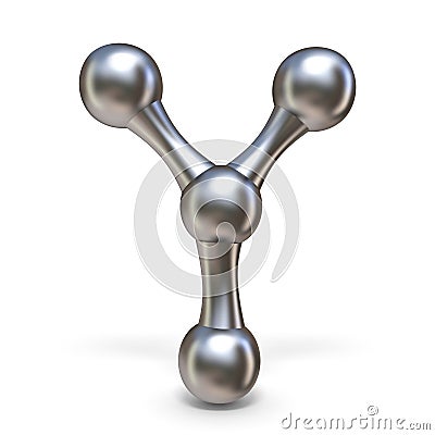 Steel molecular font Letter Y 3D Cartoon Illustration