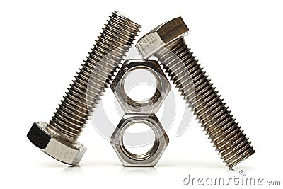 Steel nuts and bolts Stock Photo