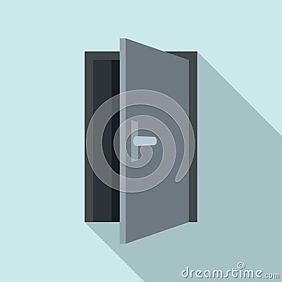 Steel open door icon, flat style Vector Illustration