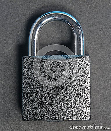 Steel padlock on black Stock Photo