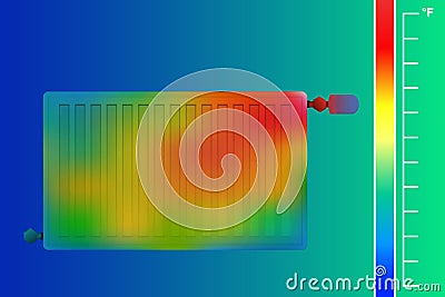 Steel panel radiator. HVAC equipment thermal imager. Vector Illustration