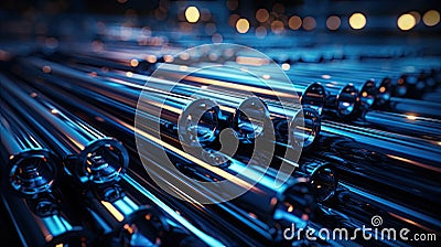 Steel pipes of different diameters in the warehouse of pipelines and spare parts for oil refining petrochemical Stock Photo