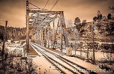 Steel railway flyover Stock Photo