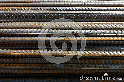 Steel rebar for reinforcement concrete at construction site Stock Photo