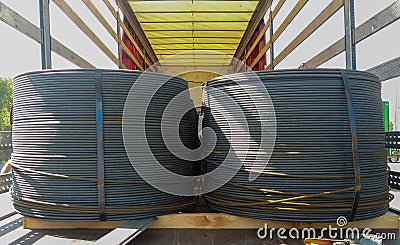 Steel rebar for reinforcement concrete at construction site Stock Photo