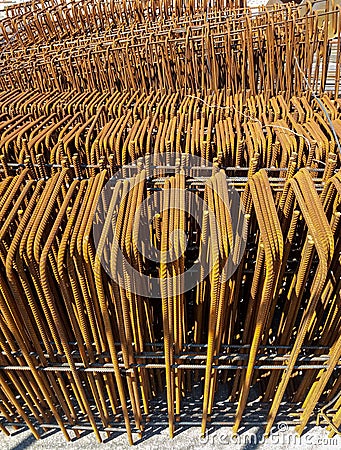 Steel rebar for reinforcement concrete at construction site Stock Photo