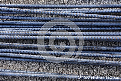 Steel rods used to reinforce concrete Stock Photo