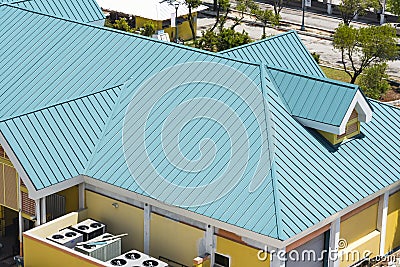 Steel Roofing Green Stock Photo