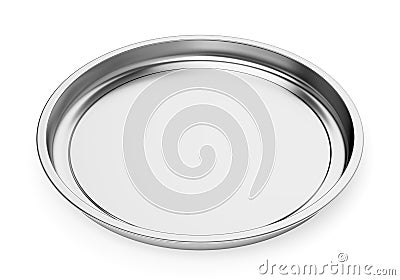 Steel round baking or food tray isolated on white Cartoon Illustration