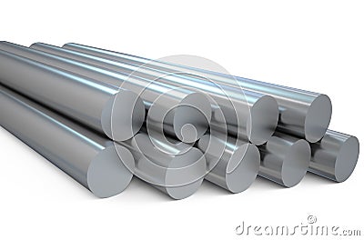 Steel round bars Stock Photo