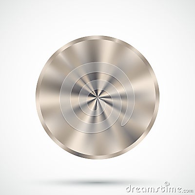 Steel round button. Vector Illustration